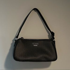 guess logo stamp mini black purse